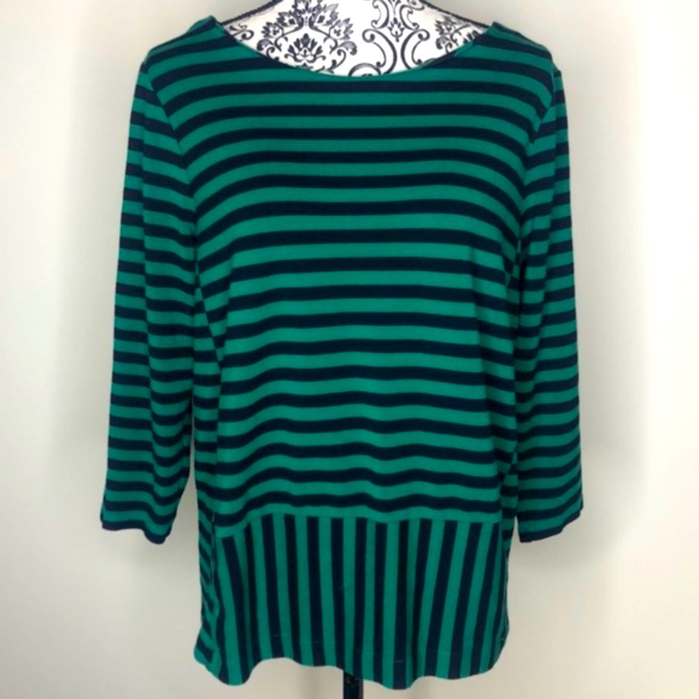 Madewell Dark Blue & Green Striped Top